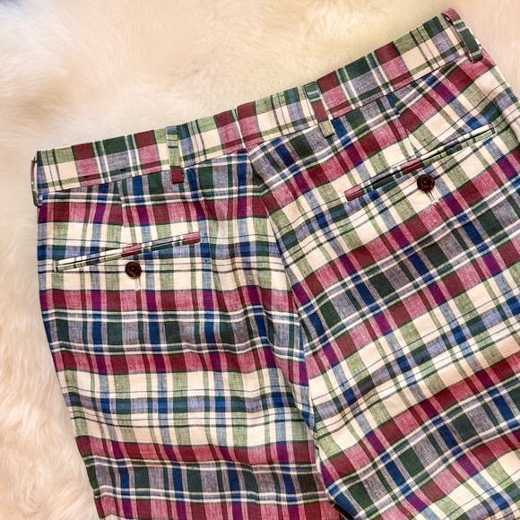 Brooks Brothers Baird McNutt Irish Linen Madras Pants - Picture 5 of 8